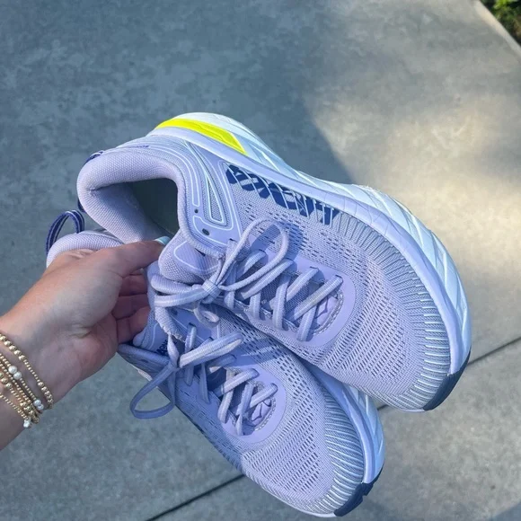 Hoka Women's Light Purple and Yellow Athletic Shoes - Picture 4 of 8